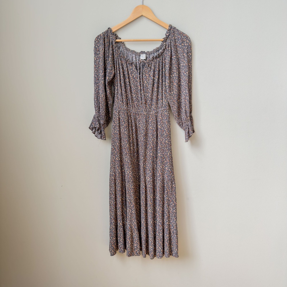 Women's Dress Forum Prairie Cottagecore Floral Boho Dress Smocked Maxi Size M